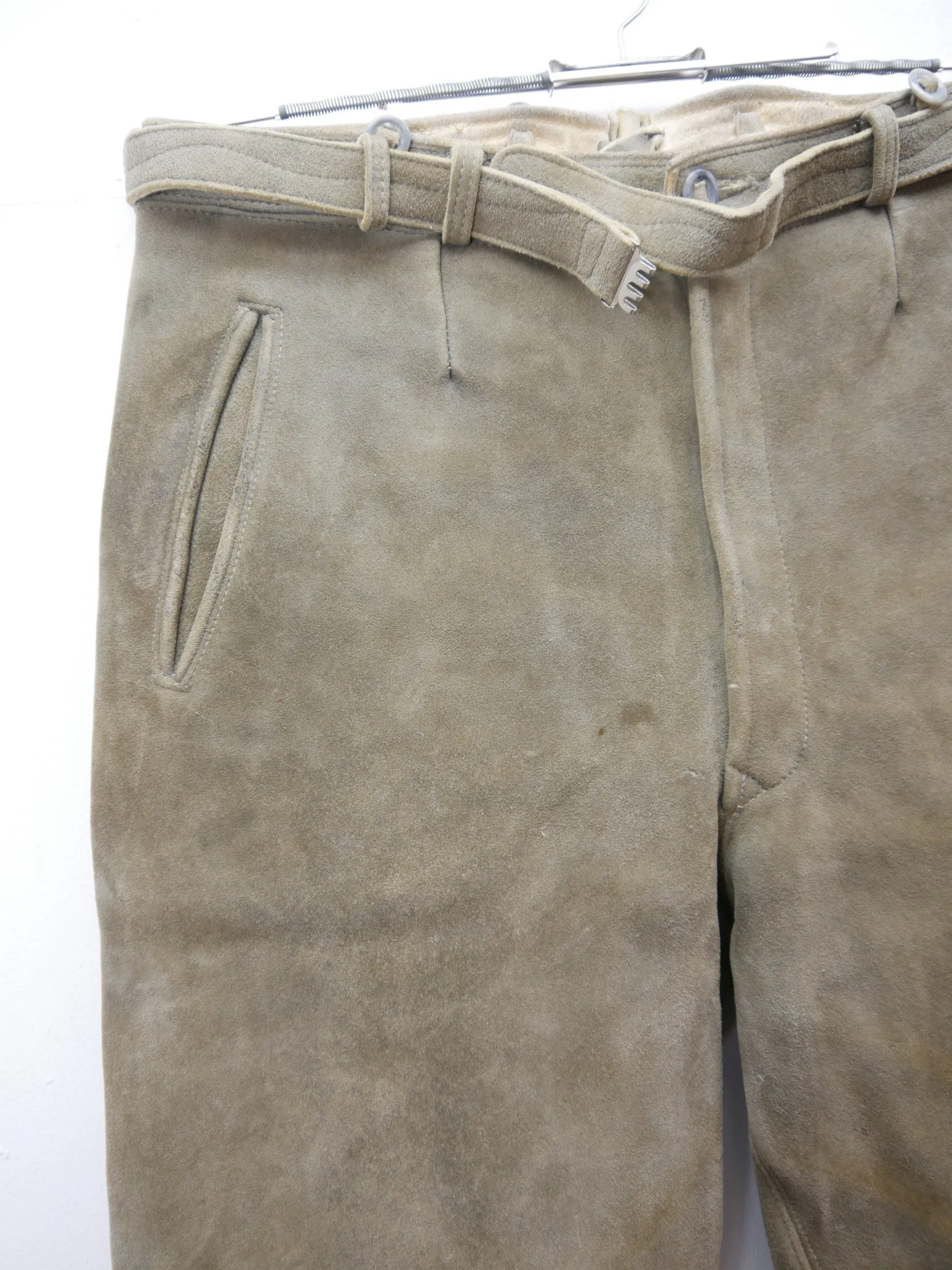 Jagd- Arbeitshose Hirschleder Kniebund Lederhose Säckler Handarbeit grau Gr.52