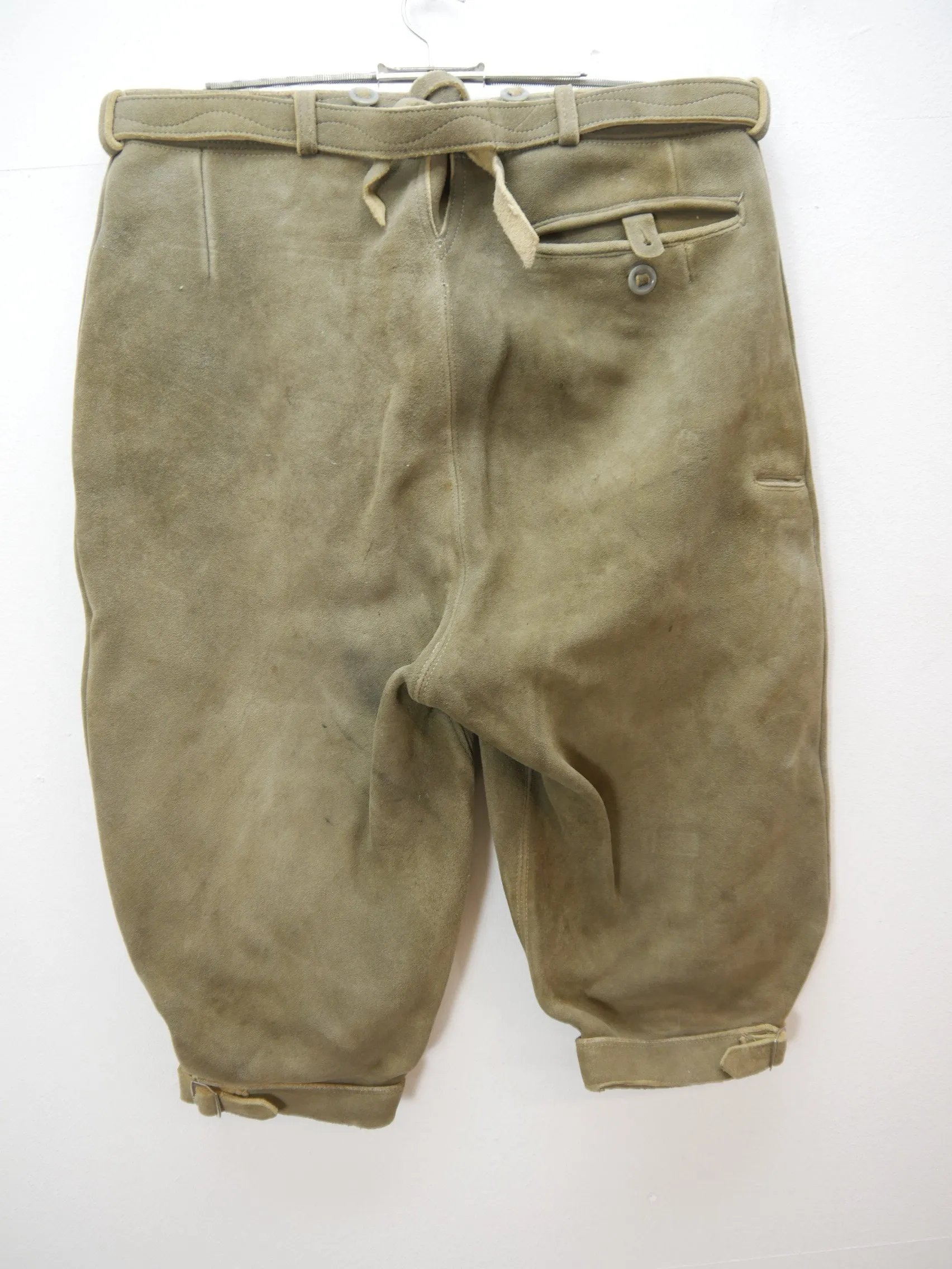 Jagd- Arbeitshose Hirschleder Kniebund Lederhose Säckler Handarbeit grau Gr.52