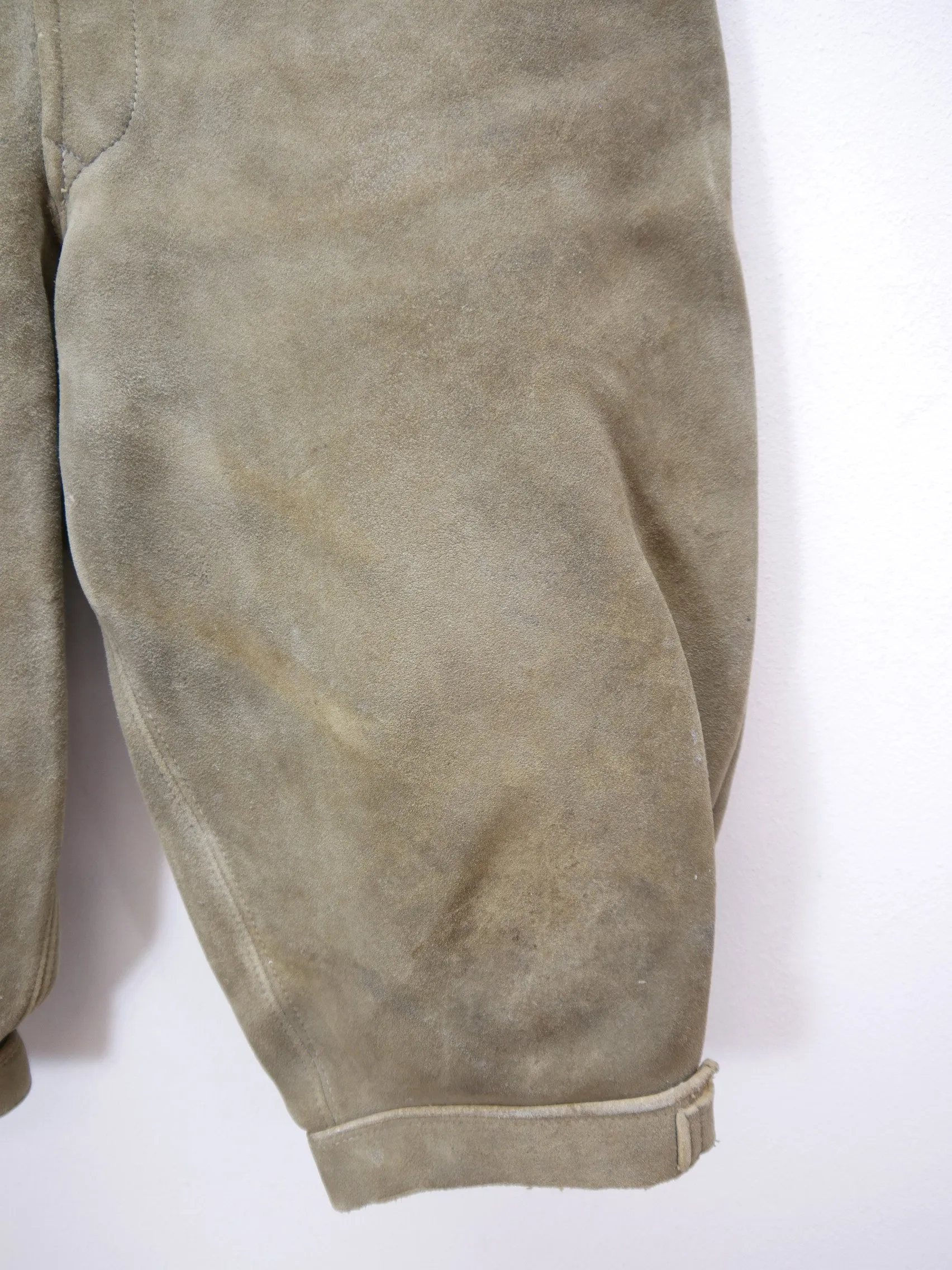 Jagd- Arbeitshose Hirschleder Kniebund Lederhose Säckler Handarbeit grau Gr.52