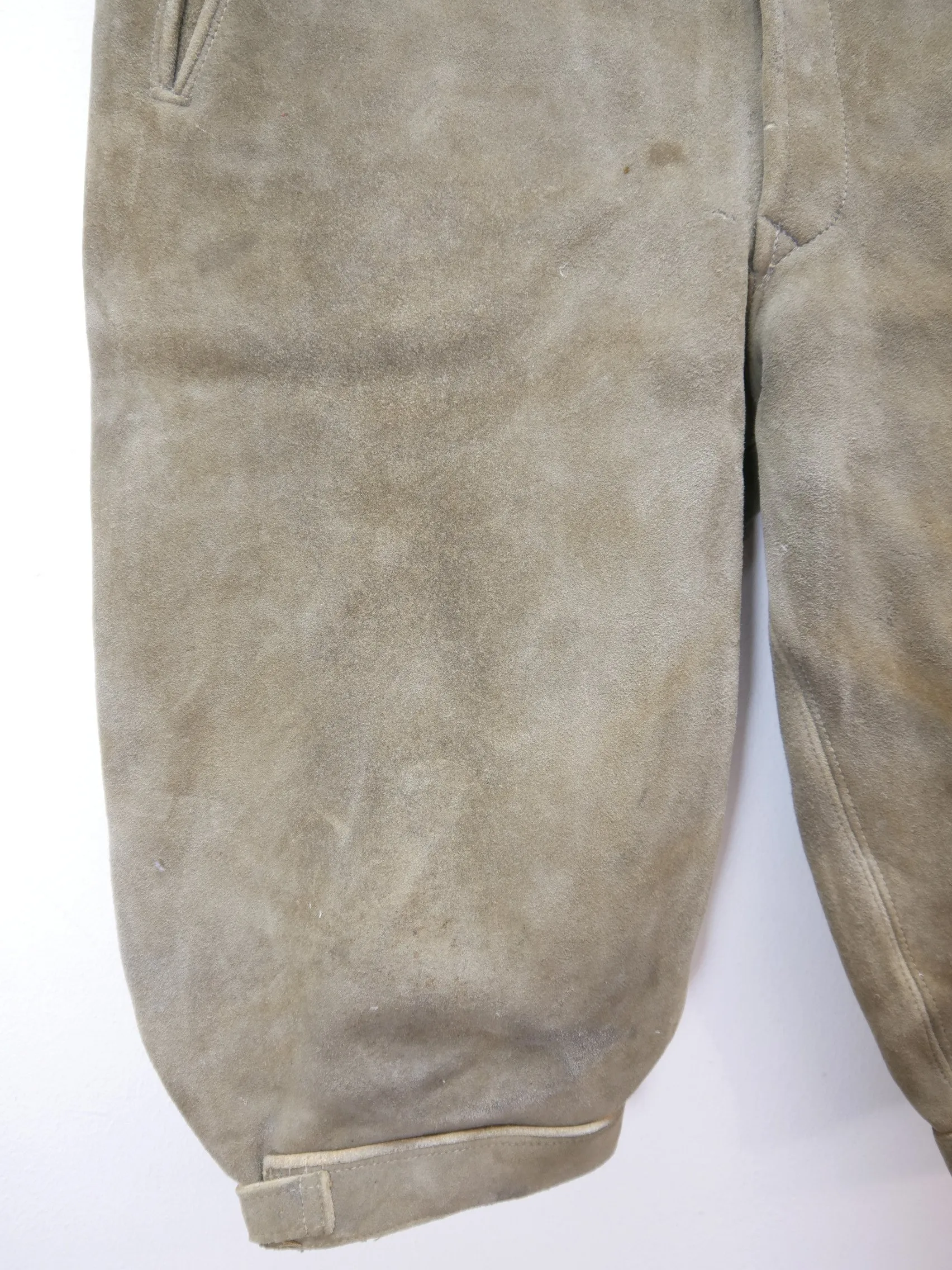 Jagd- Arbeitshose Hirschleder Kniebund Lederhose Säckler Handarbeit grau Gr.52